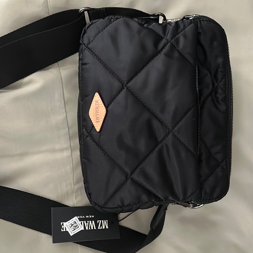 MZ Wallace Black Quilted Messenger Bag